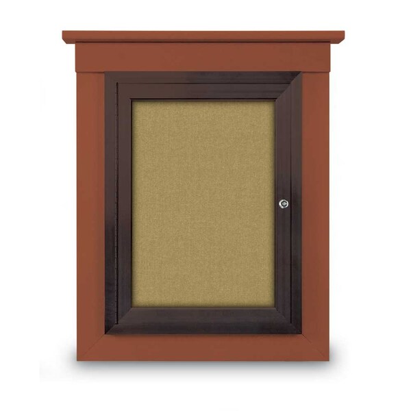 42"x32" 2-Door Enclosed Letterboard, Header, Grey Felt/Lt Oak